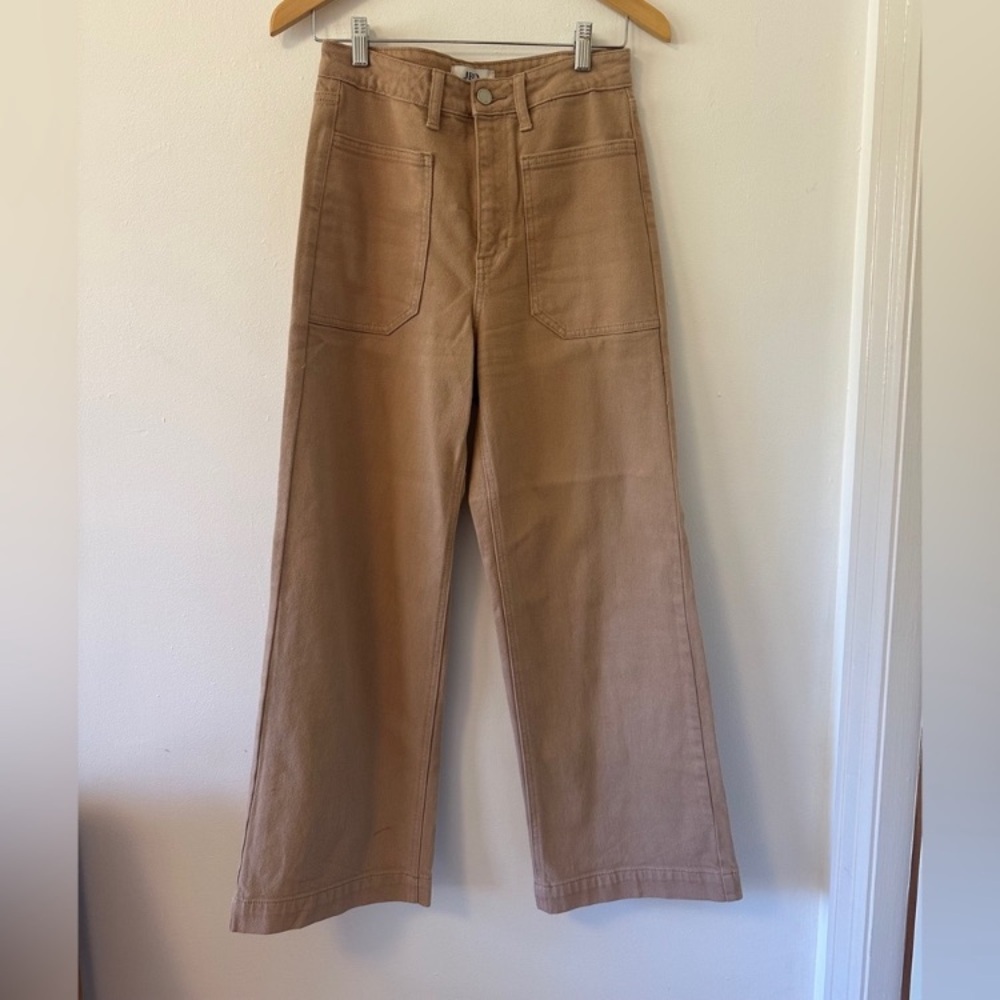Just Black Patch Pocket Tan Denim Wide Leg Pants | Size 27